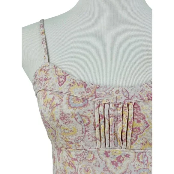 Vintage Intimately Free People Pink & Yellow Paisley Empire Waist Cami Top Y2K - Picture 3 of 12